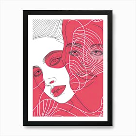 Simplicity Pink Lines Woman Abstract 1 Art Print