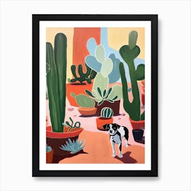 Painting Of A Dog In Desert Botanical Garden, Usa In The Style Of Matisse 02 Art Print