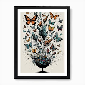 Butterfly Bowl Art Print