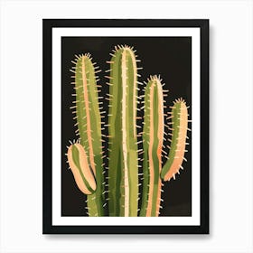 Ladyfinger Cactus Minimalist Abstract Illustration 1 Art Print