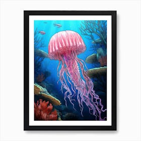 Irukandji Jellyfish Cartoon 3 Art Print