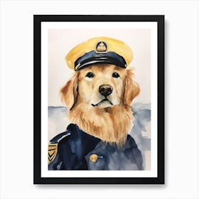 Golden Retriever In Uniform Art Print