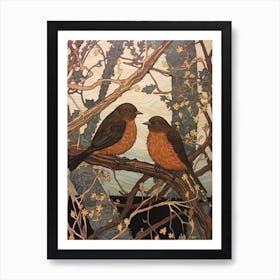 Art Nouveau Birds Poster Dipper 2 Art Print