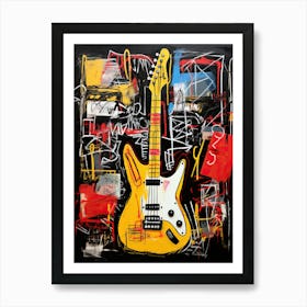 Yellow Electric Guitar Art Print