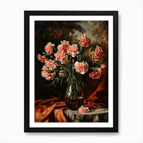 Baroque Floral Still Life Carnations 3 Art Print