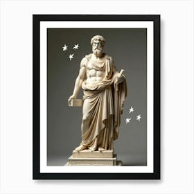 Olympiad Greek Statue Cool Realistic Illustration Affiche