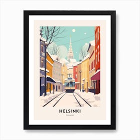 Vintage Winter Travel Poster Helsinki Finland 4 Art Print