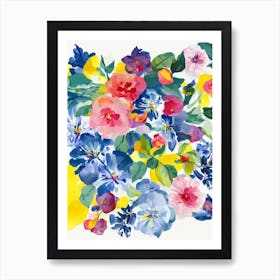 Camellia 3 Modern Colourful Flower Art Print