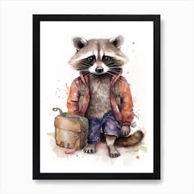 A Urban Raccoon Watercolour Illustration Storybook 2 Art Print