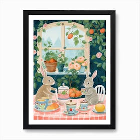 Animals Having Tea   Bunnies Art Print