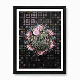 Vintage Damask Rose Flower Wreath on Dot Bokeh Pattern n.0847 Art Print