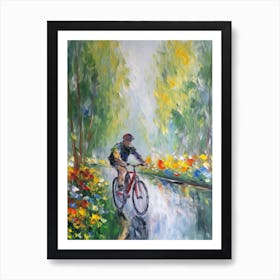 Cycling In The Style Of Monet 2 Art Print