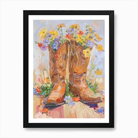 Cowboy Boots And Wildflowers Great Lobelia 1 Art Print