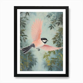 Vintage Japanese Inspired Bird Print Carolina Chickadee 4 Art Print