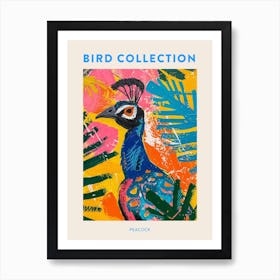 Colourful Tropical Peacock Painting 1 Poster Art Print