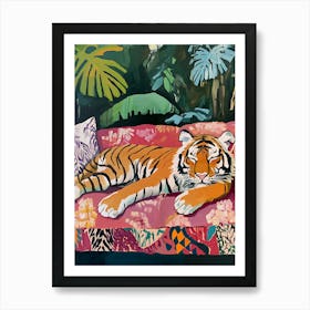 Oil Painting Tiger Sleeping 3 Poster