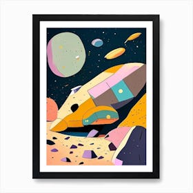 Asteroid Mining Musted Pastels Space Art Print