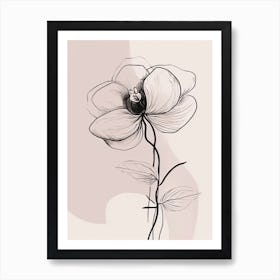 Line Art Orchids Flowers Illustration Neutral 16 Art Print