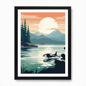 Orca Whale Swimming At Dusk 2 Art Print