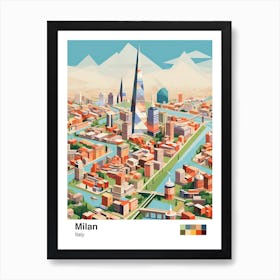 Milan, Italy, Geometric Illustration 4 Poster Art Print