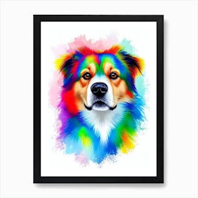 Finnish Spitz Rainbow Oil Painting Dog Art Print