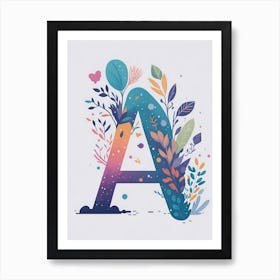 Colorful Letter A Illustration 24 Art Print