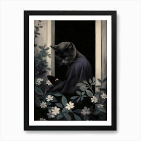 Cat In The Window Art Print