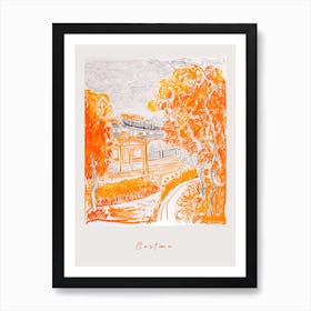 Cortona Italy Orange Drawing Poster Art Print