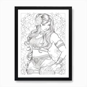 Bloom Body Girl Line Art 10 Art Print