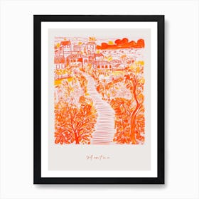 Mantua Italy Orange Drawing Poster Art Print