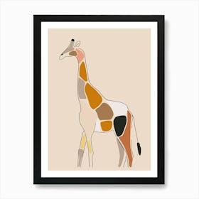 Giraffe - Boho, Line Art 27 Art Print