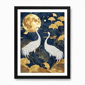 Cranes In The Moonlight 2 Art Print