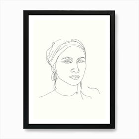 Portrait Of A Woman Hand Drawing Line Art 12 Art Print