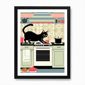 Cat In The Kitchen 5 Art Print