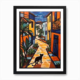 Painting Of Havana With A Cat 2 In The Style Of Matisse Art Print