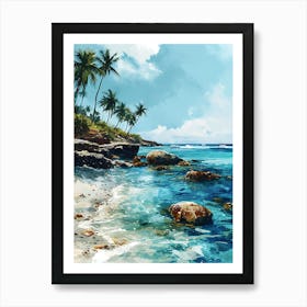 Tropical Beach With Palm Trees 1 Art Print