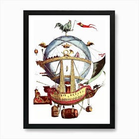 Vintage Flying Ship Art Print