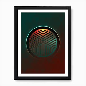 Geometric Neon Glyph on Jewel Tone Triangle Pattern 104 Art Print