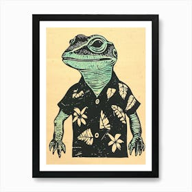 Lizard In A Floral Shirt Block 2 Art Print