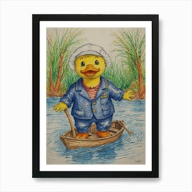 Duck In A Boat 5 Art Print