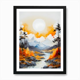Golden Serenity Sunlit Majesty Over Tranquil Waters Art Print