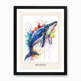 Blue Whale Colourful Watercolour 1 Poster Art Print
