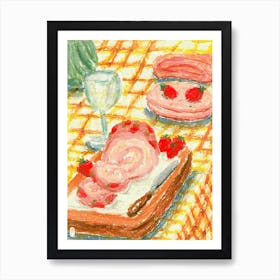 Strawberry Shortcake Roll Afternoon Art Print