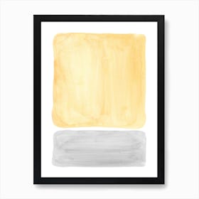 Yellow and gray Watercolor abstract Art Print