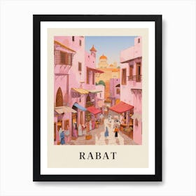 Rabat Morocco 4 Vintage Pink Travel Illustration Poster Art Print