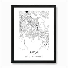 Onojo,Japan Minimalist Map Art Print