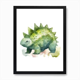 Baby Ankylosaurus Dinosaur Watercolour Illustration 1 Art Print