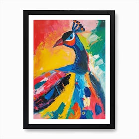 Colourful Brushstroke Peacock 2 Art Print