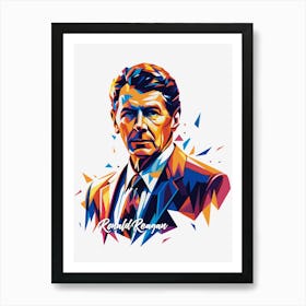 Ronald Reagan 01 Portrait WPAP Pop Art Art Print