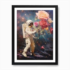 Astronaut With A Bouquet Of Flowers 9 Art Print